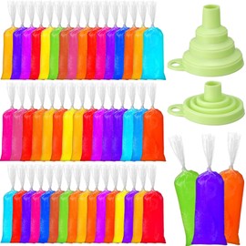 Hoolerry 600 Pcs Disposable Ice Lolly Bags Ice Lolly Mold Bags Plastic Ice Cream Bags with Silicone Foldable Funnel for Making Ice Candy, Yogurt, Freeze Lolly(3 x 10 Inch)