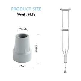 Crutch Tips 7/8 inch Heavy Duty Crutch Bottom Rubber Crutch Accessories Replacement Rubber Cane Tips 6 Pcs -Gray