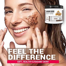 Premium BROWN SUGAR Body Scrub Exfoliating Set - Large 16oz COCONUT SCRUB For Face & Body, Infused Organic Essential Oils & Nutrients + FREE Wooden St