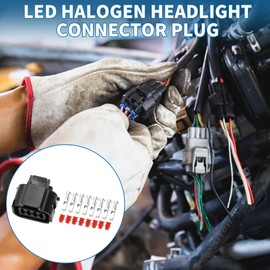 A ABSOPRO 8 Pin LED Halogen Headlight Connector Plug 2.2mm Series Female Wire Terminal Connector for Hyundai Elantra 2011-2015 Plastic Tin-Plated Copper Black 1 Set