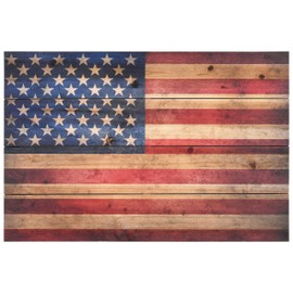 Empire Art Direct American Flag Digital Print on Solid Wood Wall Art, 16 in x 24 in x 1.5 in, Red, Blue, Natural