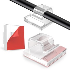 60 PCS Adhesive Cable Clips Clear, Wire Holders for Cords on Wall, Cable Staples Outdoor Wire Organizer Cord Management Strong for Ethernet, HDMI, TV, Desk, LED String Lights, Christmas Lights