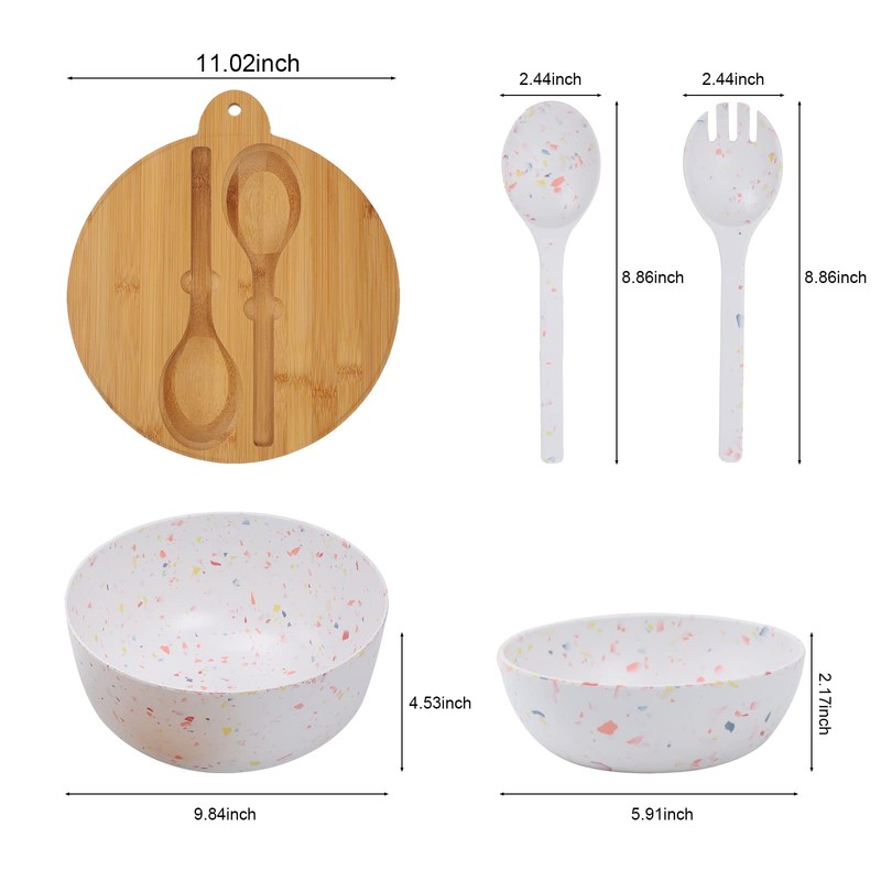 ECOWAY Melamine Salad Bowl, Bamboo Fiber Salad Bowl Large with