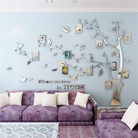 Tree Wall Stickers 3D DIY Tree Wall Decal Art Murals Large Family Photo Frames Tree Decoration for Living Room Bedroom Restaurant Home Decor