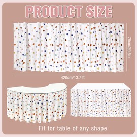 Whaline 29.5 in x 13.8 ft Boho Dots Table Skirt for Teacher Desk Colorful Polka Dot Table Cover Skirt for Kidney Shaped Desk Classroom Back to School Supplies