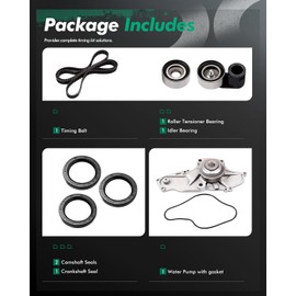 SCITOO WPH045 Timing Belt Water Pump Kit 2003-2013 For Acura MDX,2013-2018 For Acura RDX,2005-2012 For Acura RL,2004-2014 For Acura TL,2010-2014 For Acura TSX,2006-2012 For Honda For Accord