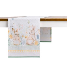 Maison d' Hermine Tablerunner 100% Cotton Table Runner Decorative Washable Table Cover for Home, Kitchen, Dining, Cocktail Parties & Camping, Easter Dew - Spring/Summer (37 x 180 cm)