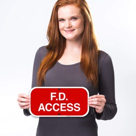 Sigo Signs, FD Access Sign, Fire Safety Sign, 6x12 Inches, Rust Free .040 Aluminum, Fade Resistant, Indoor/Outdoor Use, Made in USA