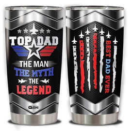WAZONE Top Dad Pilot Tumbler with Lid 20oz Stainless Steel Double Wall Vacuum Travel Mug Insulated Thermos Aviation Airplane Gifts for Aviator Men on Christmas Birthday Fathers Day