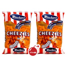 BOOMQQ Hawkins Cheezies Canadian Snacks 210g x2pk w BoomQQ Sticker, 0.04 Ounce (Pack of 1)