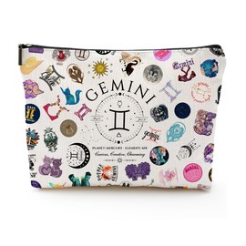 Bolsa de cosméticos, bolsas de maquillaje de viaje con temática del zodiaco, regalos de cumpleaños para mujeres y amantes de la astrología, Como se muestra en la imagen., Géminis