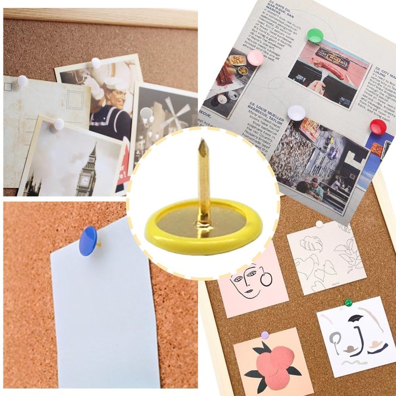 YOSAWA 150PCS Thumb Tacks Push Pins Plastic Round Head Board