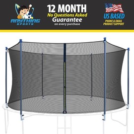 10/12/14/16FT Trampoline Replacement Enclosure Net with Universal Trampoline Replacement Enclosure Poles and Hardware 2.0 (16 FT)