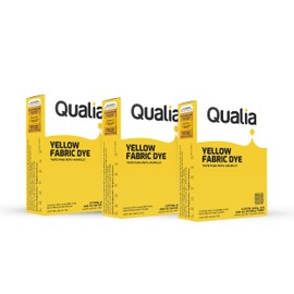 Qualia All Purpose Powder Fabric Dye, Easy to Use Dye for Natural Fabrics: Cotton, Wool, Silk, Wood, & Linen, Ultra Concentrated Colors, Yellow, 3 Pack