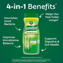 Benefiber Daily Prebiotic GLP-1 Friendly Fiber Supplement Powder for Digestive Health, Unflavored -124 Teaspoons (8.7 Ounces)
