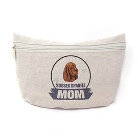 Custom Canvas Makeup Bag Mom Sussex Spaniel Dog School Supplies Pencil Tote Pouch 9x6 Inches Natural Design Only