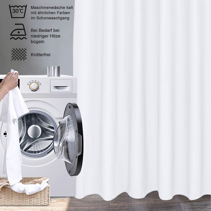 Extra Wide Shower Curtain, 300 x 200 cm, Textile Fabric,