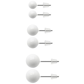 Soul-Cats® 1 Set Studs balls white black red pearl earrings Rockabilly 60s 70s, color: white