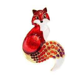 Fashion Oil painting diamond small fox brooch fashion animal pin female lapel pin retro scarf clip female jewelry clothing accessories