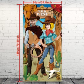 Cowboy Party Decorations Western Party Decorations West Cowboy Photo Booth Props, Large Fabric West Cowboy Photo Door Banner Background, Funny Western Games Supplies, 6 x 3 ft