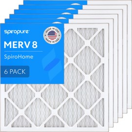 SpiroPure 20X20X1 MERV 8 Pleated Air Filters - Made in USA (6 Pack)