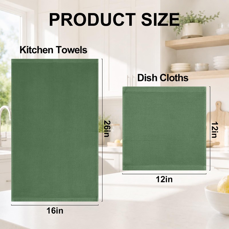 Homaxy 100% Cotton Kitchen Towels and Dishcloths Set - 8