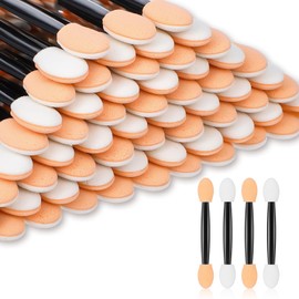 1000 Pcs Eyeshadow Applicators Disposable Eye Makeup Brushes Eyeshadow Double Sided Sponge Brushes for Women Lady Girls (2.56 Inch, Black, Nude, White)