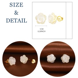 MicLee Women's 925 Sterling Silver Rose Shell Stud Earrings Unique Earrings with Gift Bag Super Christmas Gift, Silver