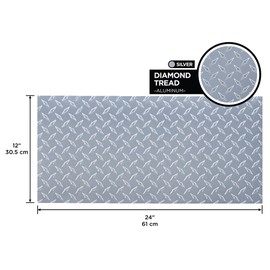 M-D Building Products 56022 12 in. x 24 in. x .063 in. Silver Aluminum Sheet Diamond Tread
