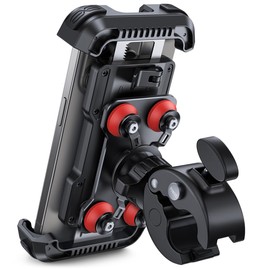 Lamicall Motorcycle Phone Mount Holder - [Dual Vibration Dampener] [Upgrade Handlebar Clip] Motorcycle Cell Phone Holder, Bike Phone Mount, for iPhone 16/15/14/13 Pro Max, 4.7-6.7" Phones. Red