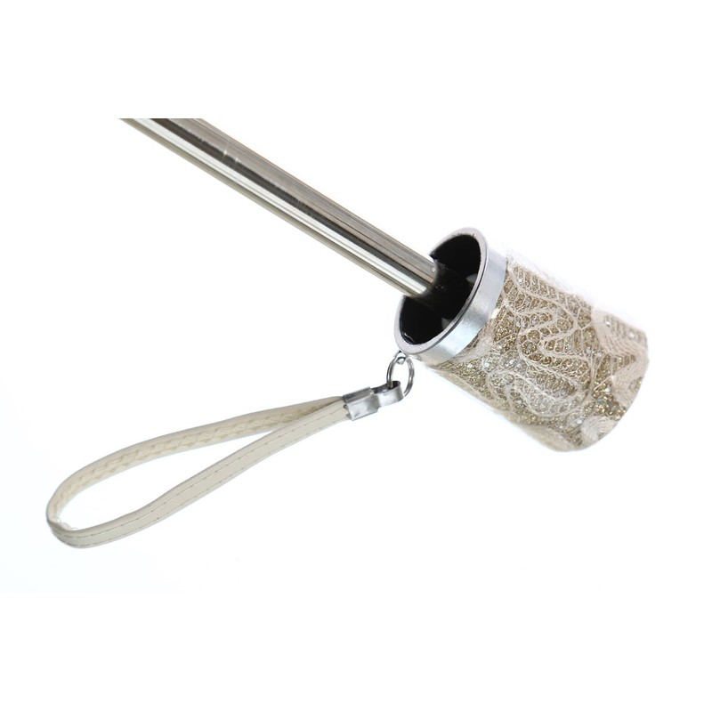 LCY Embroidered Lace Double-deck Anti-UV Parasol Sun/Rain/Snow Folding Umbrella-Yellow