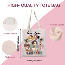 J-Austen Literature Lovers Gift Bookish Dark Academia J-Austen Fans Shopping Bag Reader Book Bag, Jane-a Tour Tote Bag 3