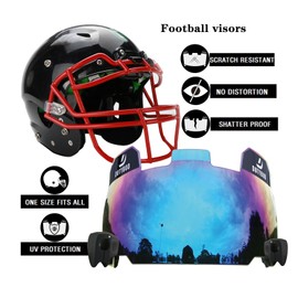 Football Visor, Football Helmet Visor, Football Shield, Fits Youth and Adult Football Helmets (Plate Blue)