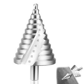 JIZZU Step Drill Bit 6-60mm HSS Spiral Cone Hole Cutter, Spiral Grooved Step Drill Bit Triangle Conical Titanium Coated Double Slot Cone for Cutting Boards, Plastics - High Temperature Resistant