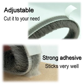 Weather Stripping Brush for Sliding Windows/Doors Frame Side,Pile Self Adhesive Weatherstrip Seal Strip Sealer Draft Stoppers (32ft x11/32 Backing x 9/16 Brush inch, Grey)