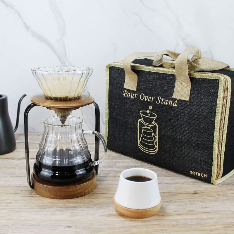 SOTECH Pour Over Coffee Station Dripper Stand Coffee Filter Wooden