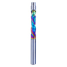 SpeTool Flush Cutter 6 mm Shaft Spiral Groove Cutter Up & Down Compression Solid Carbide Cutting Width 28 mm Copy Cutter for Routers Spiral Grooved DLC Coating Double Ball Bearing Bottom for