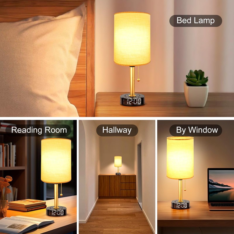 Bedside Desk Lamp for Bedroom, Table Lamp with USB A
