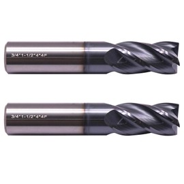 BestParts High Performance 2pcs Solid Carbide End Mills, AlTiN Coated, 4 Flute, 30 Degree Helix, 3/4" Cutting Diameter, 3/4" Shank Diameter, 1-1/2" Length of Cut, 4" Overall Length