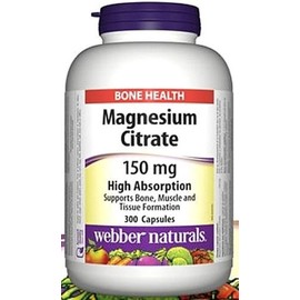 Webber Naturals Magnesium Citrates High Absorption 150 mg 300 Capsules