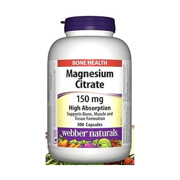 Webber Naturals Magnesium Citrates High Absorption 150 mg 300 Capsules