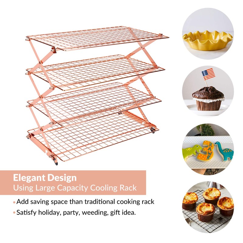 Geesta 2/3/4-Tier Collapsible Cooling Rack with Adjustable 3 Setting Design