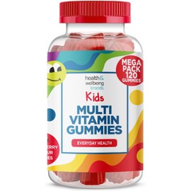 Multivitamin for Kids 120 Natural Strawberry Flavour Gummies - Contains 9 Essential Vitamins + Minerals Including Vitamin C D A & B Vitamins for Childrens - Pack of 120 Chewable Vitamins