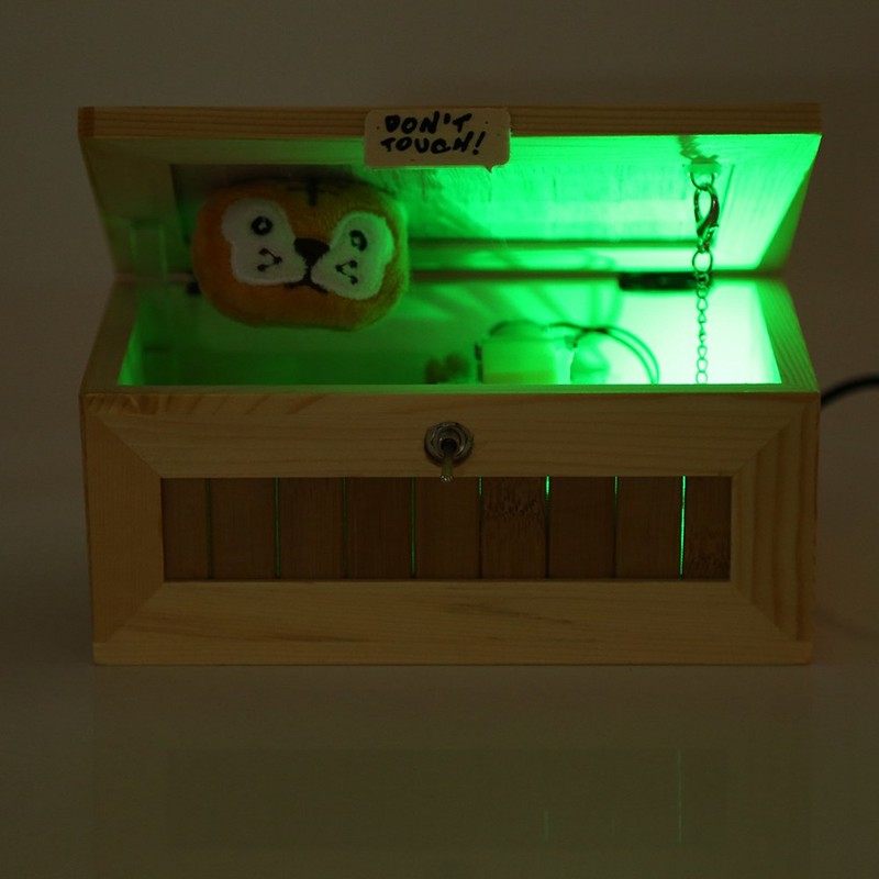 Wooden USB Electronic Box Cute Tiger Funny Interactive Stress Relief
