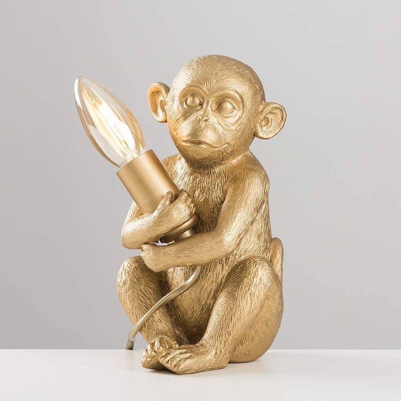 MiniSun Modern Metallic Gold Painted Baby Monkey Design Table Lamp