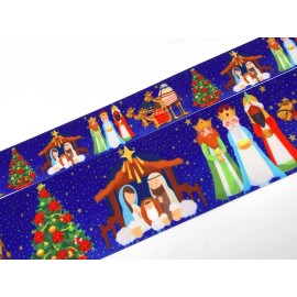 3"  Wide Holiday Manager and Tree Printed Grosgrain Hair Bow Ribbon for Crafts