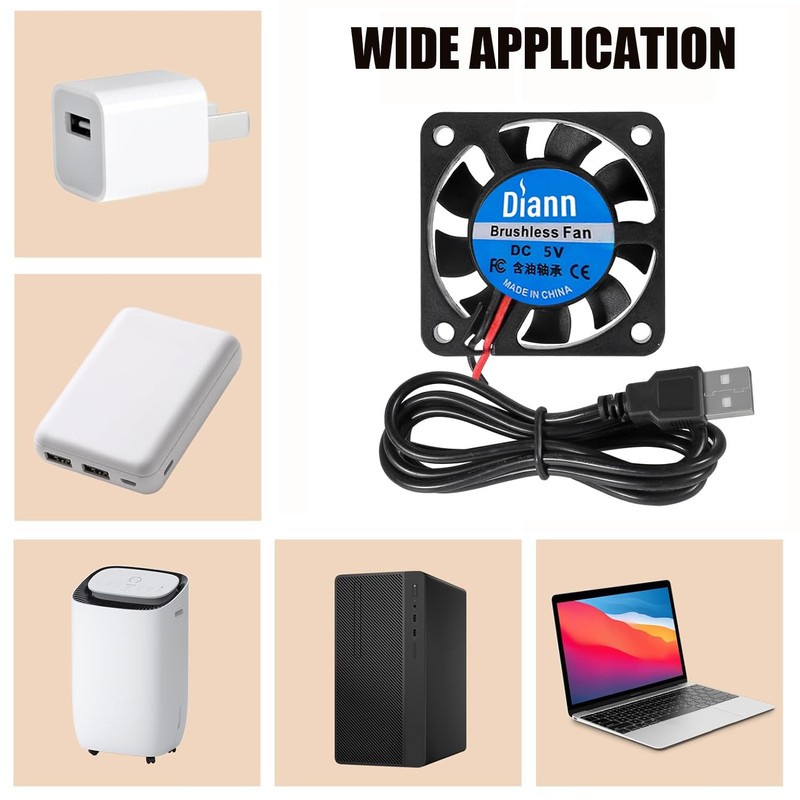 DIANN 2pcs 4010 DC 5V USB Brushless Cooling Fan 40