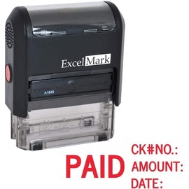 Paid with Check No., Amount, Date - ExcelMark Self Inking Rubber Stamp - A1848