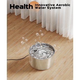 Cat Water Fountain Stainless Steel + 6 Filters + 3 Sponges - Pet Water Fountain 24/7 Keep The Water Fresh 74oz Capacity Ultra-Quiet No Sputter Compact Easy to Clean