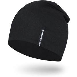 Empirelion 9-inch Thin Knit Hat, Plain Beanie, For Summers, Shallow Knit Cap, Running Cap, Helmet Inner Cap, All Seasons, Simple, Spring and Summer, Cotton Hat, Black